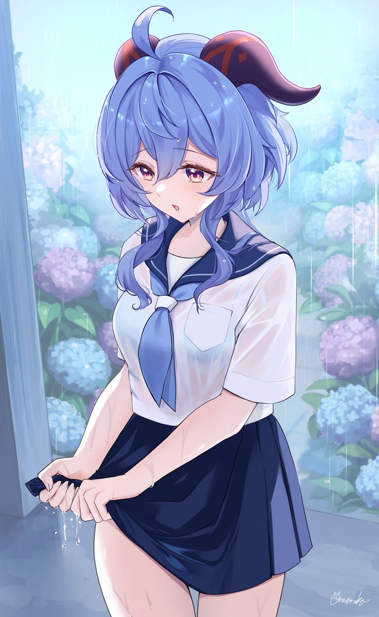 [原神] 甘雨的學生服淋濕了