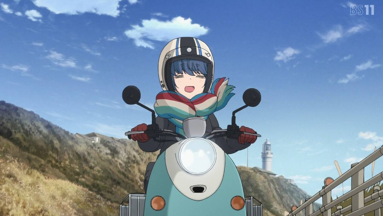 [露營] 志摩凜騎車 手居然沒有按在剎車上