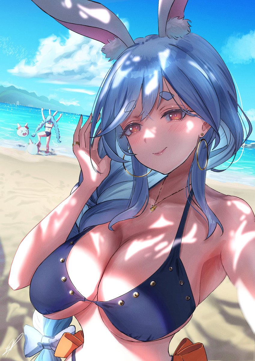 [Holo] 帶兔田佩可拉到海邊玩的兔媽
