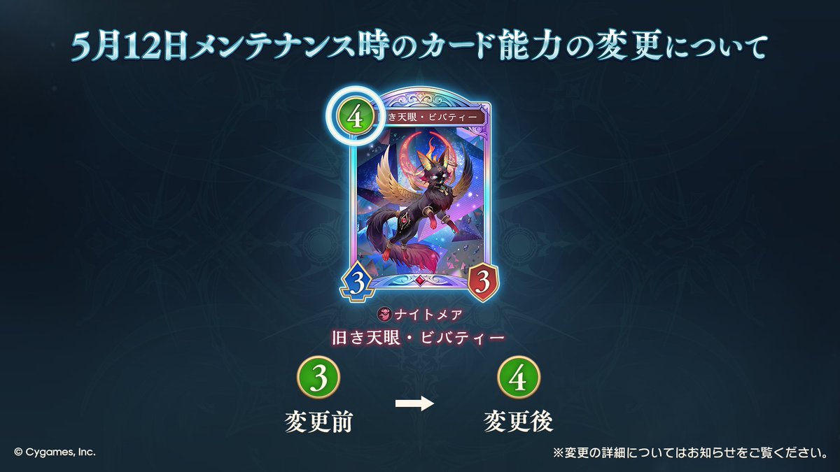 [SVWB] 平衡性改動 古老天眼畢巴迪 3費→4費