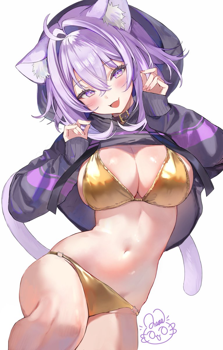 [Holo] Raora 性感金色比基尼貓又小粥