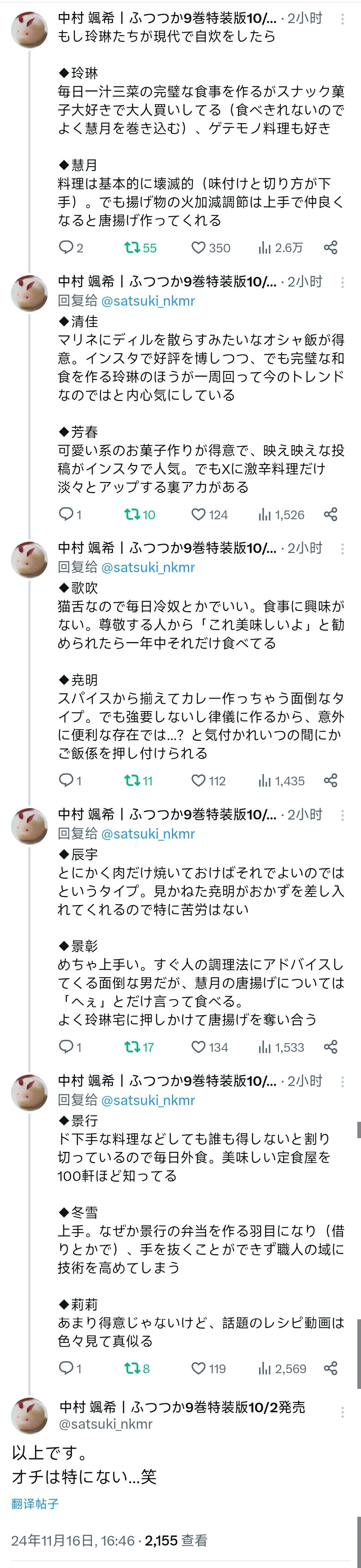 [不才惡女/不完美惡女]各角色在現代的料理