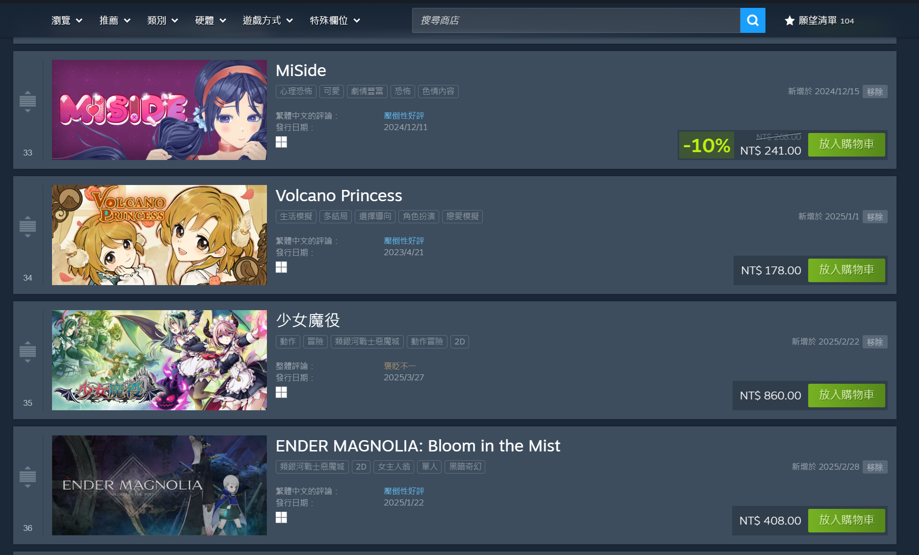 [閒聊] 好久沒整理steam願望清單