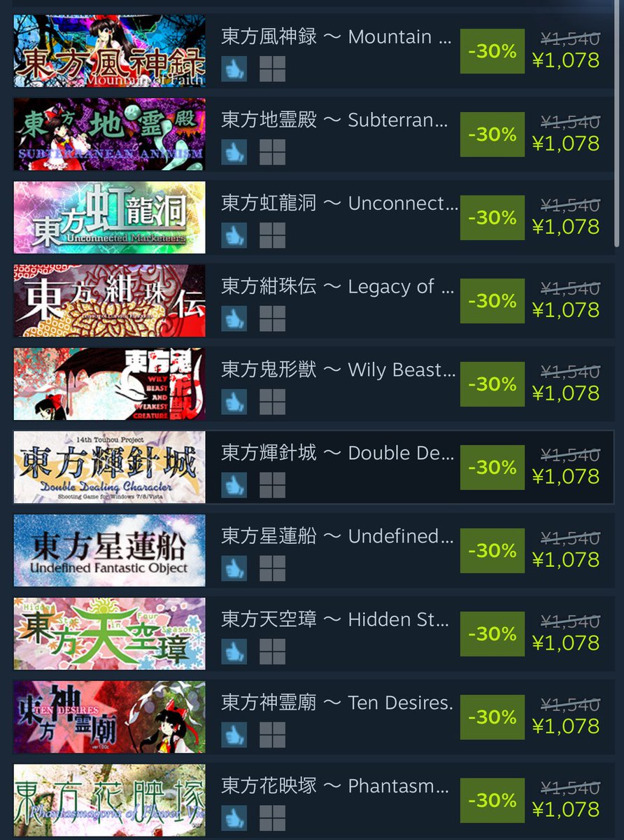 Re: [閒聊] 東方Project系列作Steam特價中