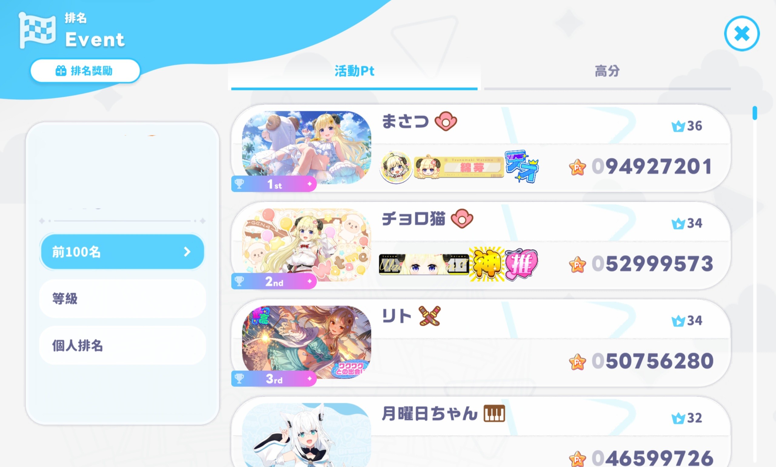 [齁夢] holo dreams活動排行榜的正確用法